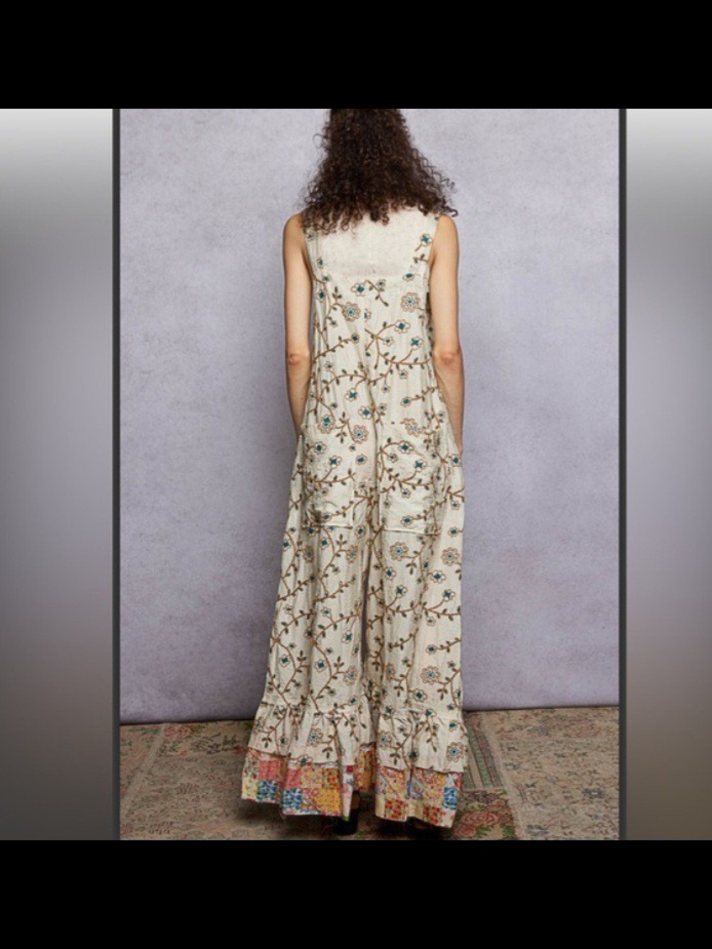 POL Cream Floral Patchwork Overalls NWOT - Picture 2 of 4